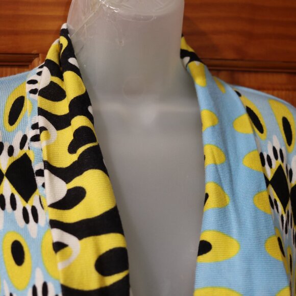 Venini Y2K Cropped Bold Colorful Geometric Print Open-Front Cardigan XL - Picture 2 of 16